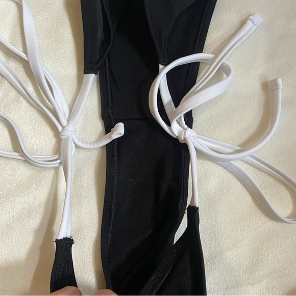 New! Frankie's Bikinis Rosemary Black White Tie Bikini Bottom M 1562 - Picture 5 of 8